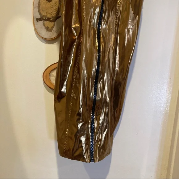 Lisa Marie Fernandez Metallic Front-zip Mini Dress In Bronze Bodycon  Jasmine Dresses
